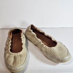 L'amour Des Pieds Womens Leather Ballet Slip-On Flats 8.5 Tan Textured Boho Chic